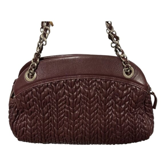 Vintage Leather Suarez Shoulder Bag Burgundy Braided Chain Strap Medium - Picture 2 of 16